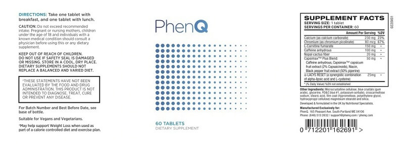 PhenQ Ingredient List